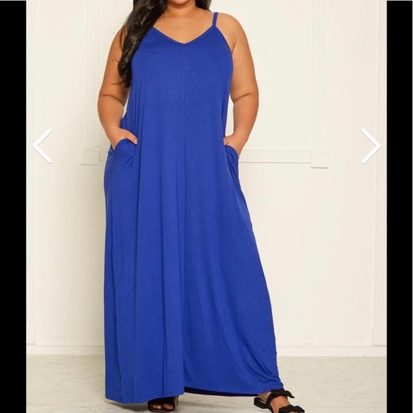 BN V Neck Blue Plus Size Maxi Dress Various - Picture 12 of 12